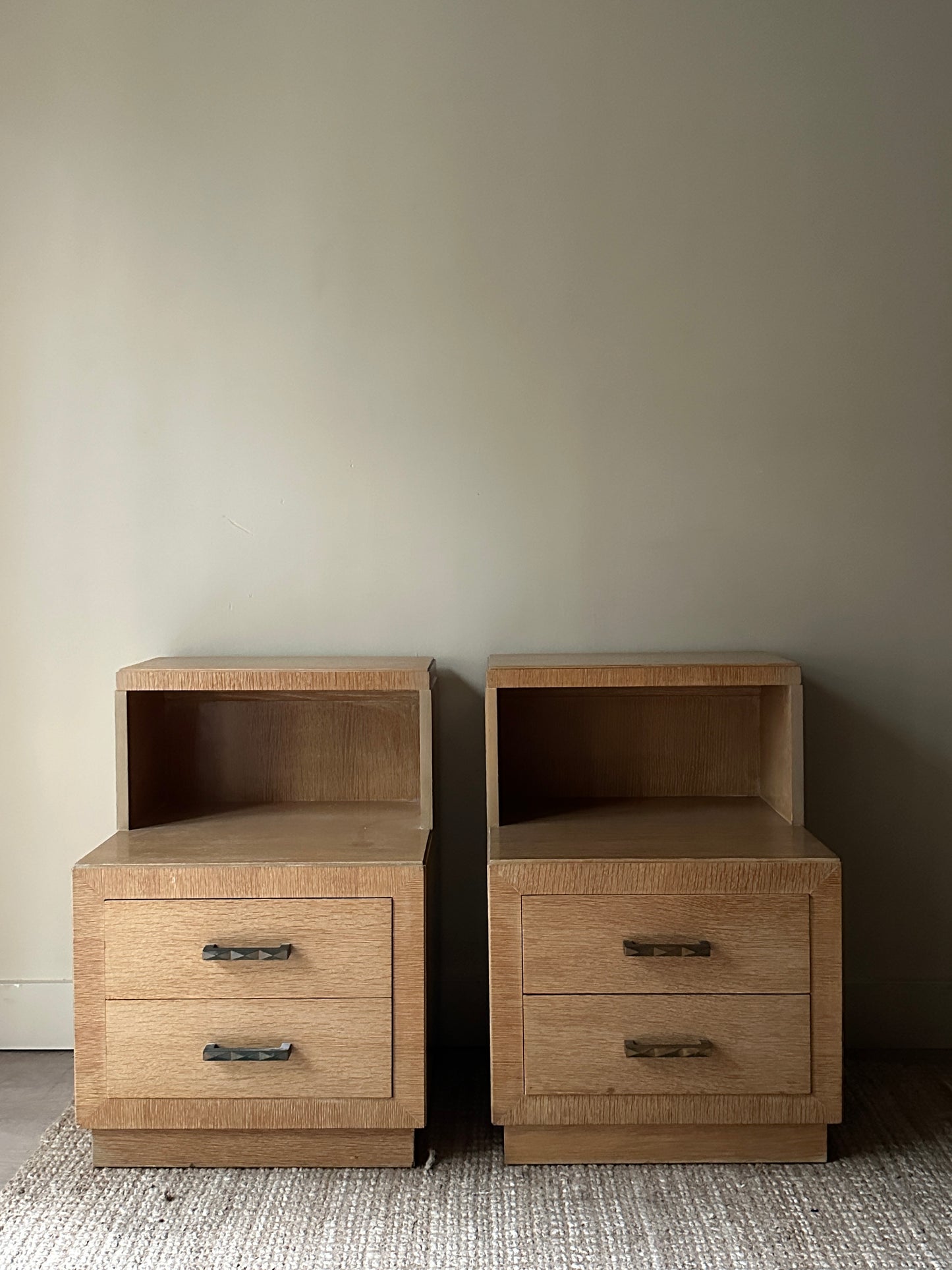 Blonde oak side tables. Sold individually.