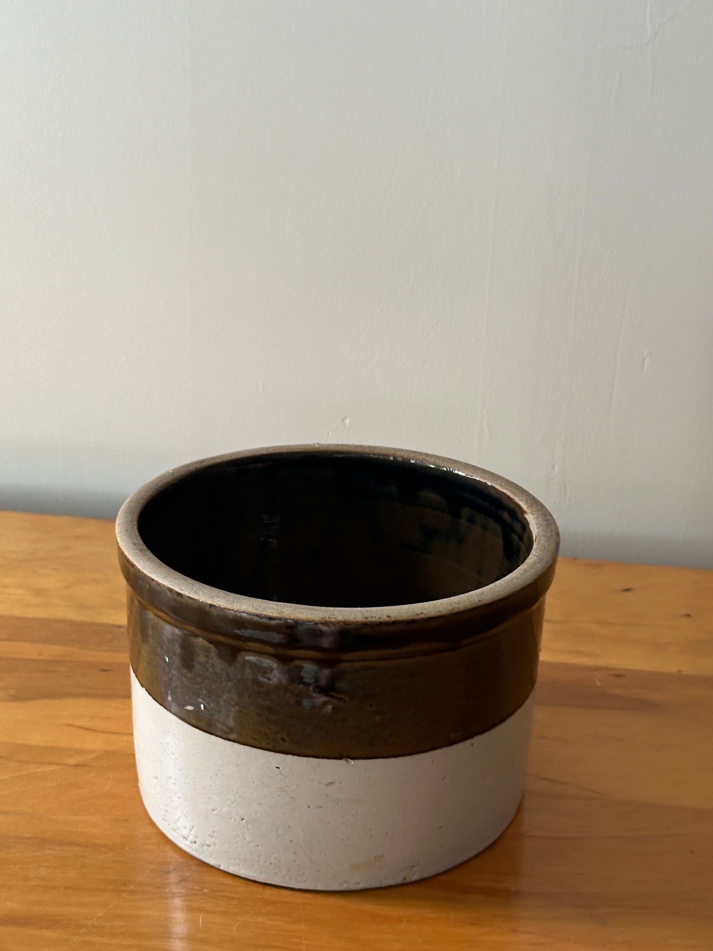Brown and white crock