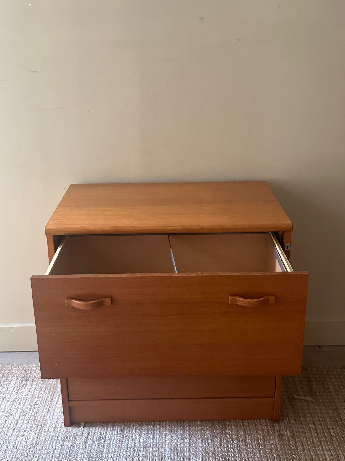 Teak file cabinet (left)