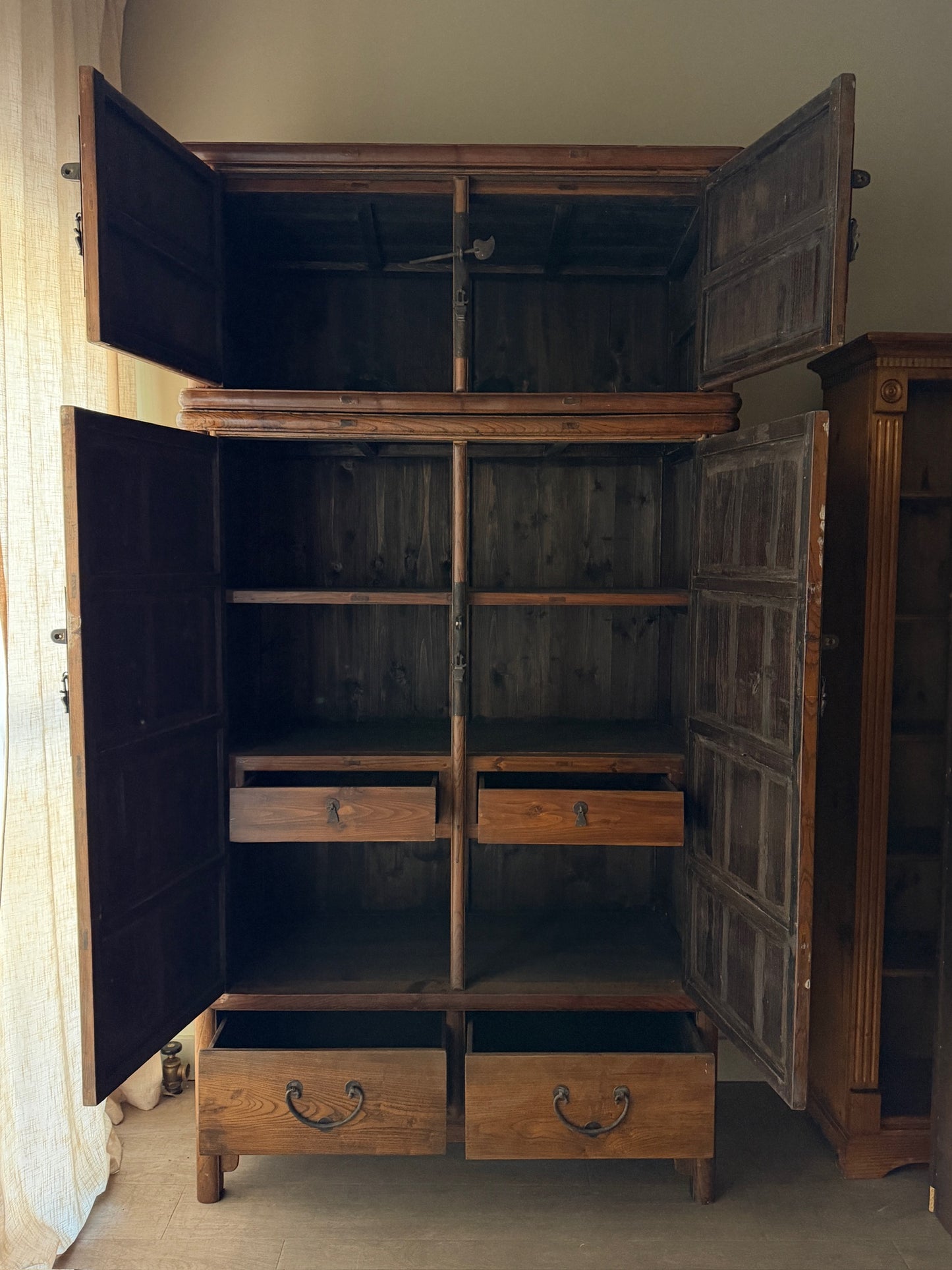 Korean elmwood sectional cabinet