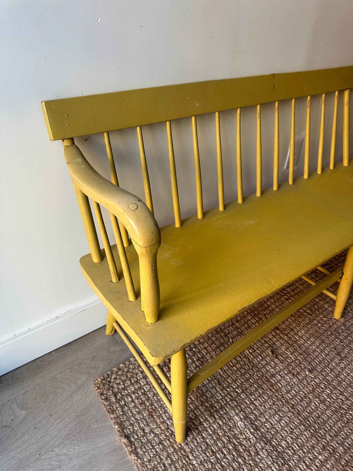 Yellow farmhouse bench