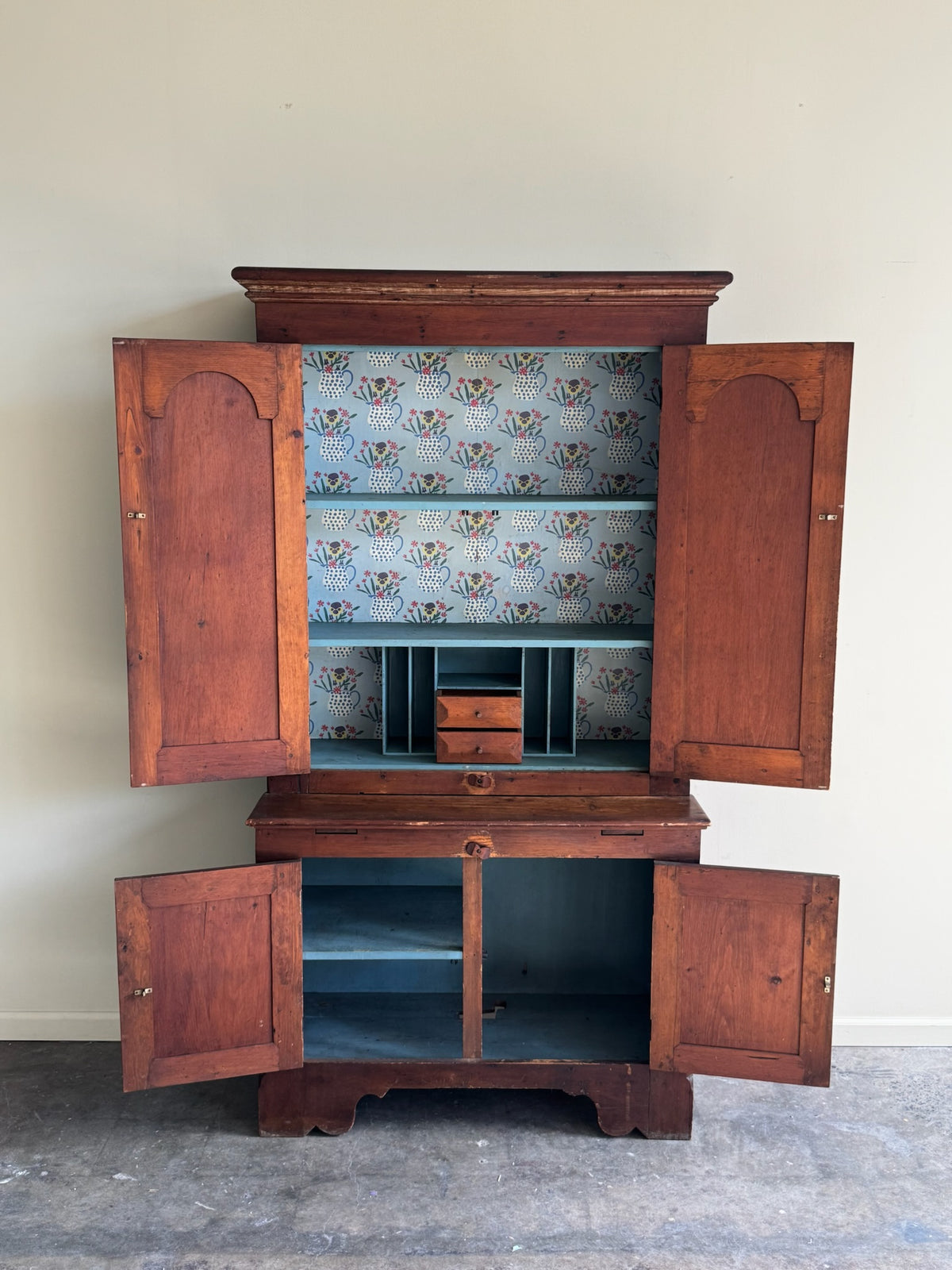 Pine stepback cupboard