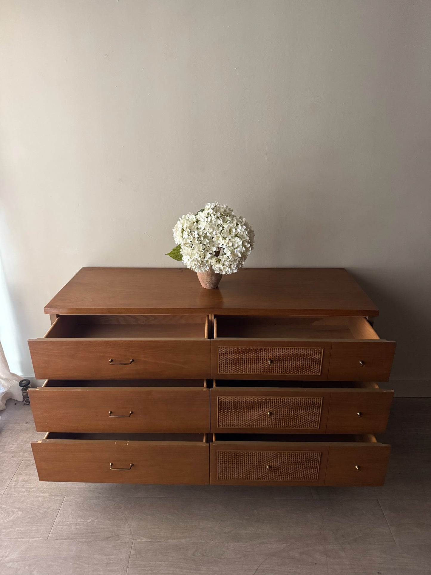 Walnut 6 drawer dresser