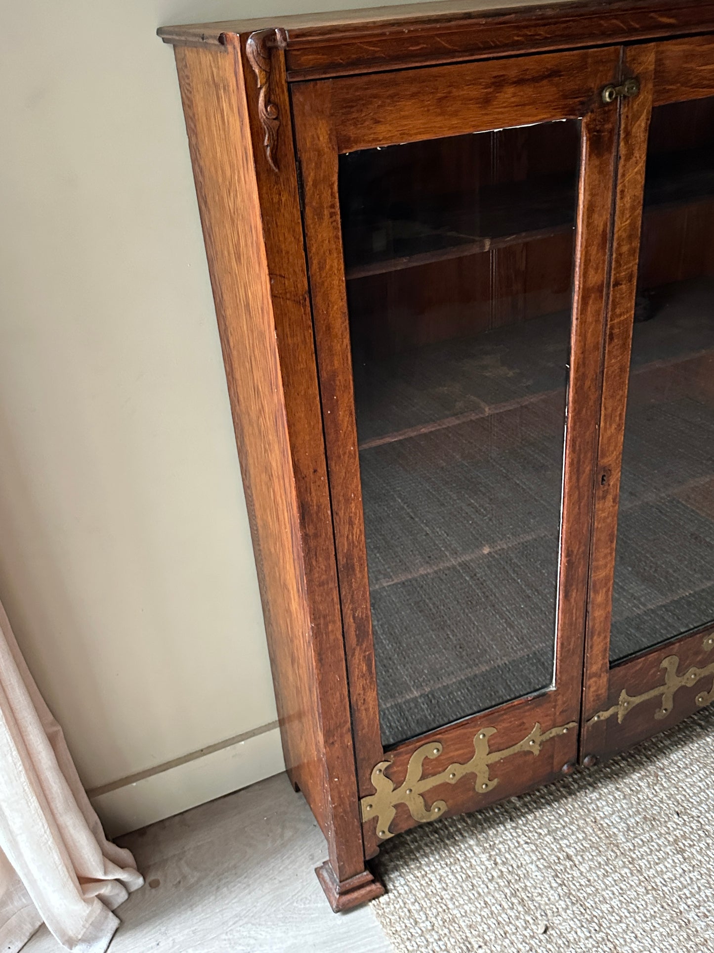 Oak with brass decal display case