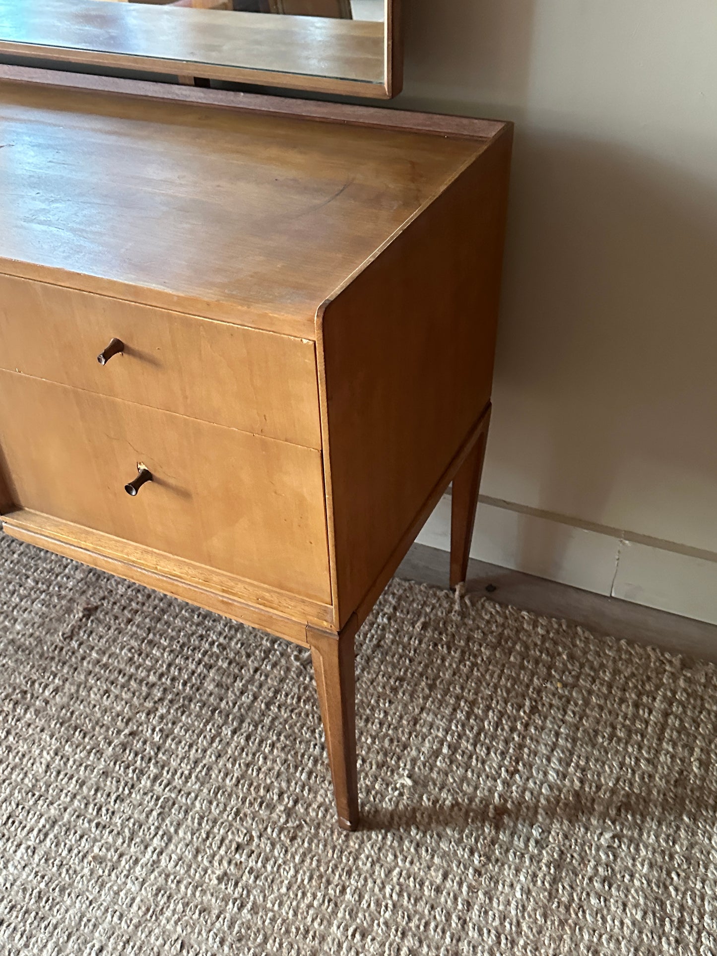 Walnut vanity with mirror