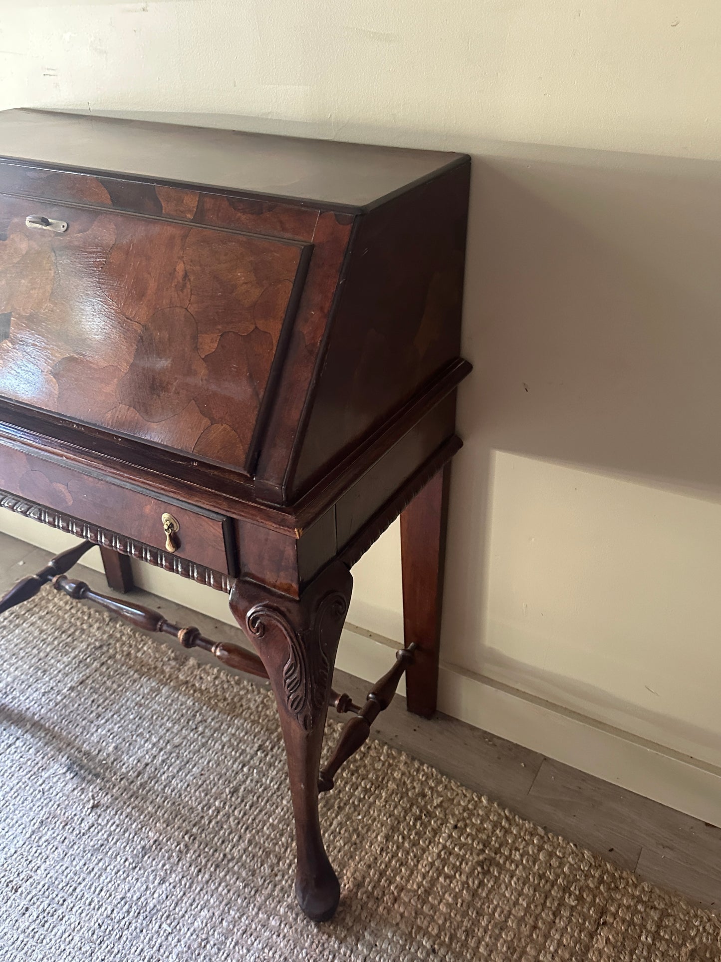 Walnut inlay secretary desk