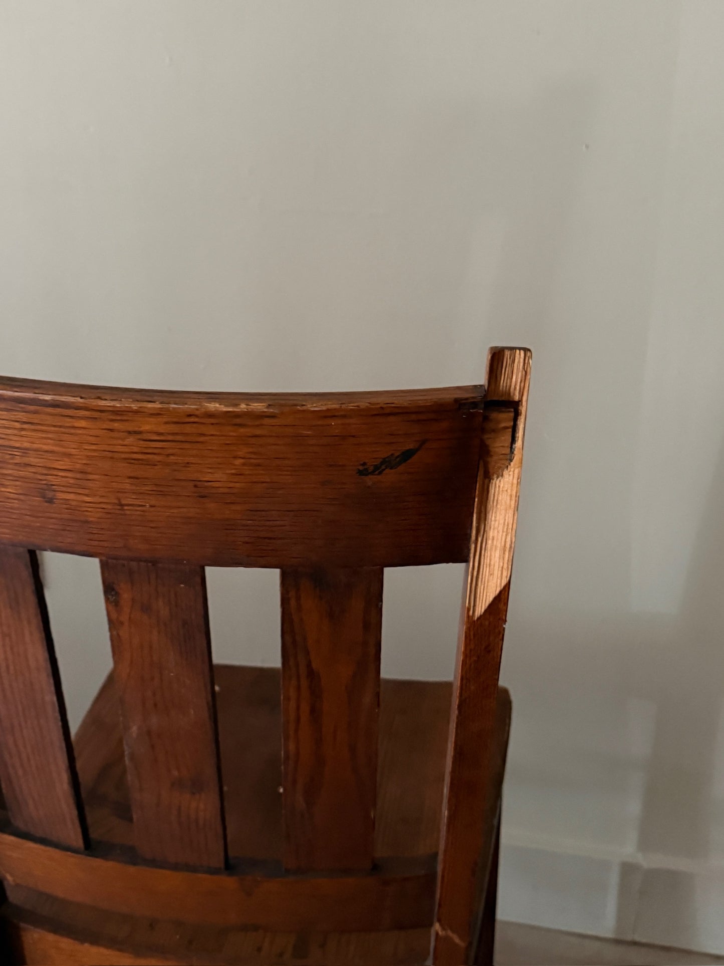 Mission oak dining chairs. Sold as a set of 4.