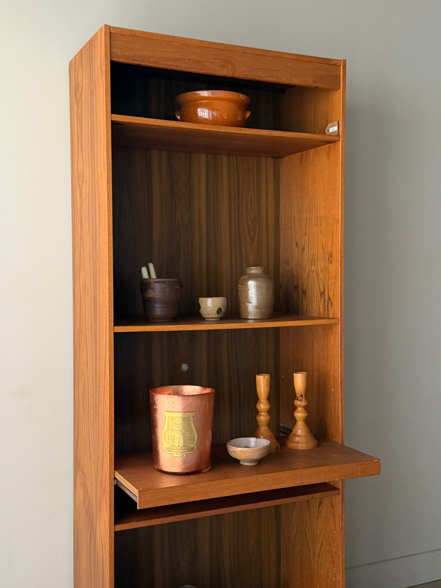 Danish Teak Bookcase with Retractable Shelf