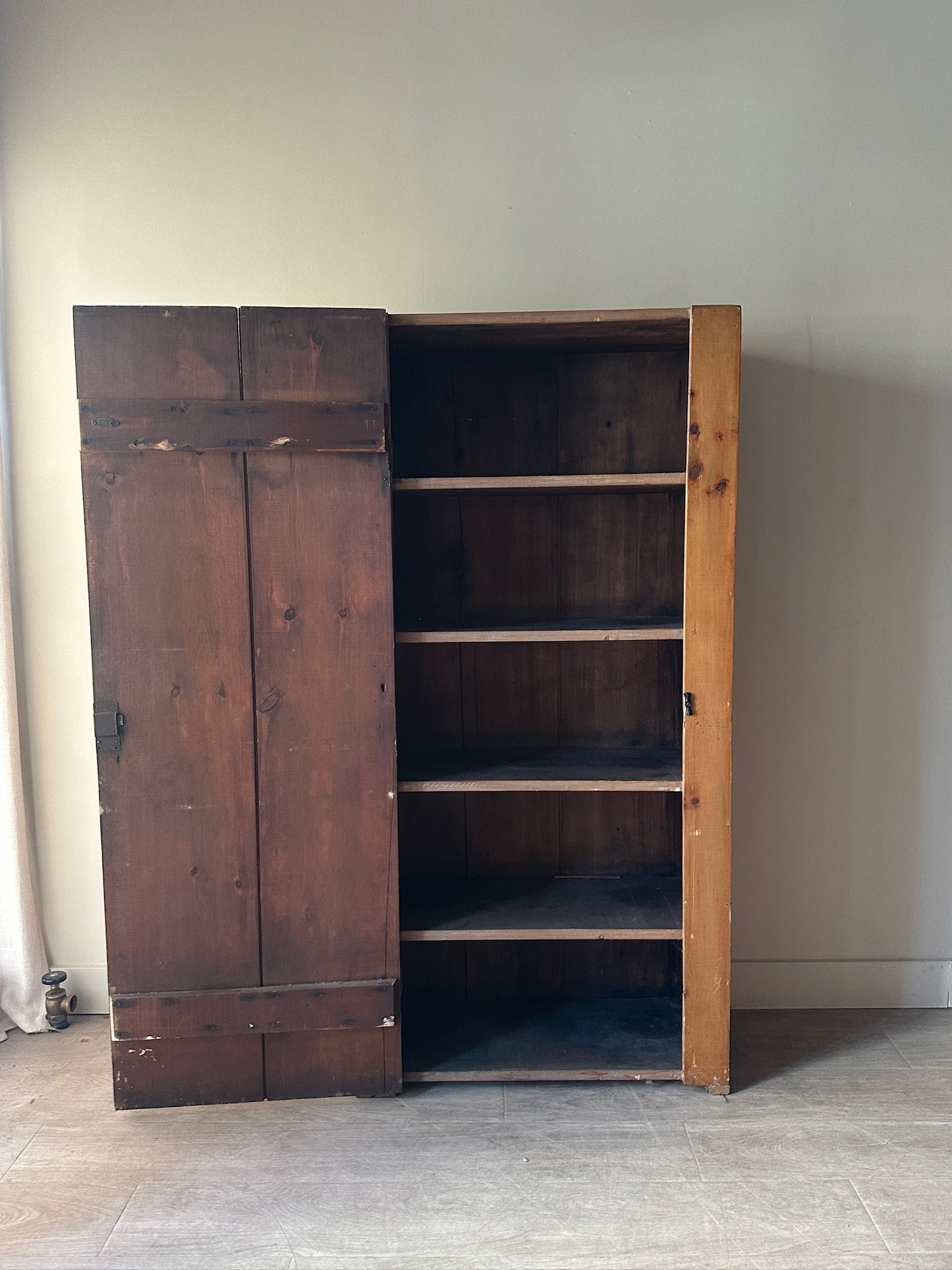 Pine wide plank cupboard