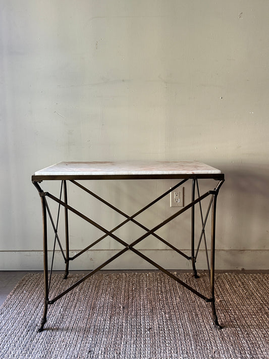Onyx and wrought iron side table