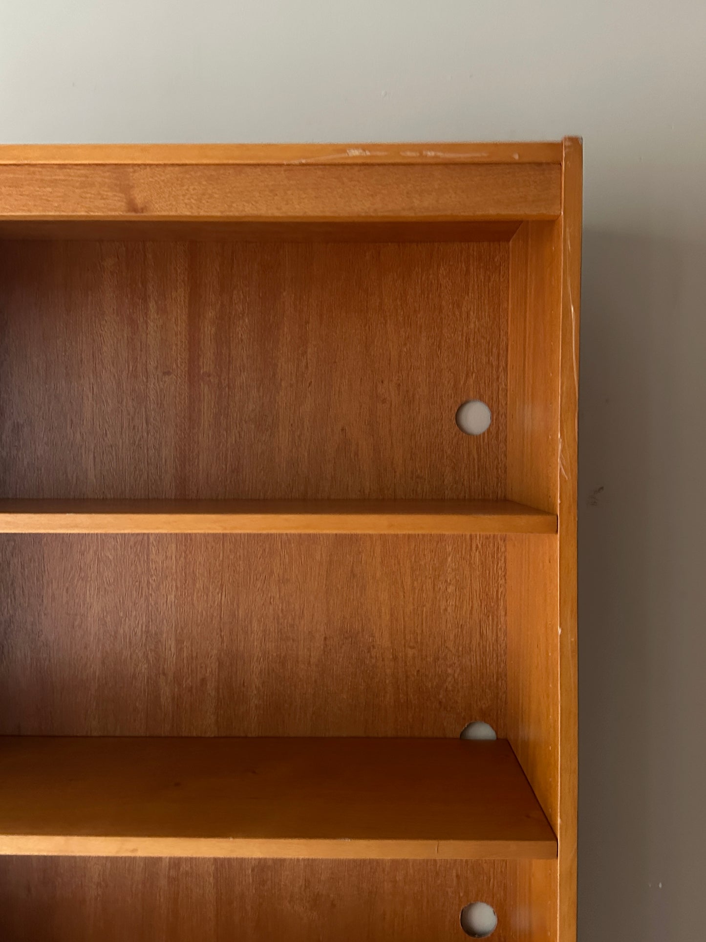 Teak bookshelf (outlet holes on right)