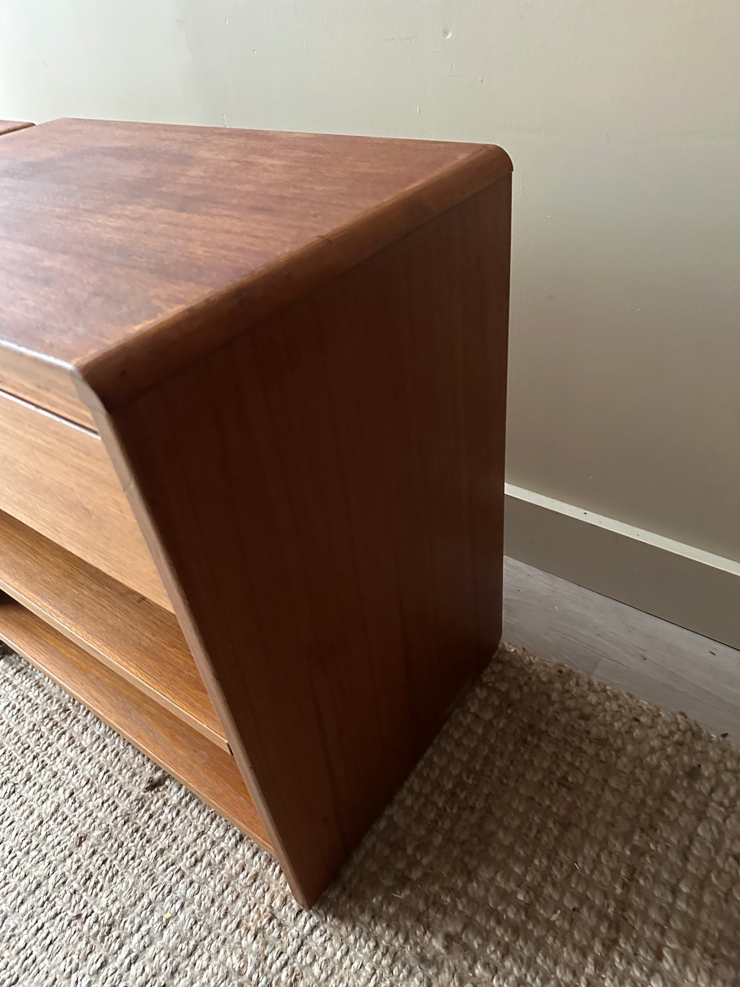 Teak bedside tables. Sold together.