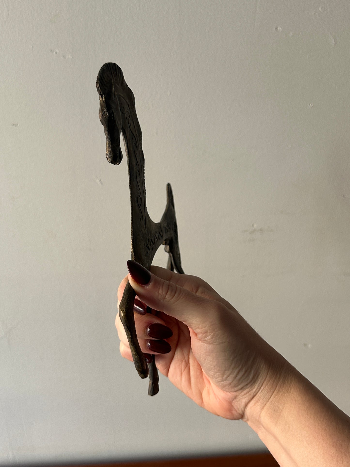 Brutalist horse sculpture