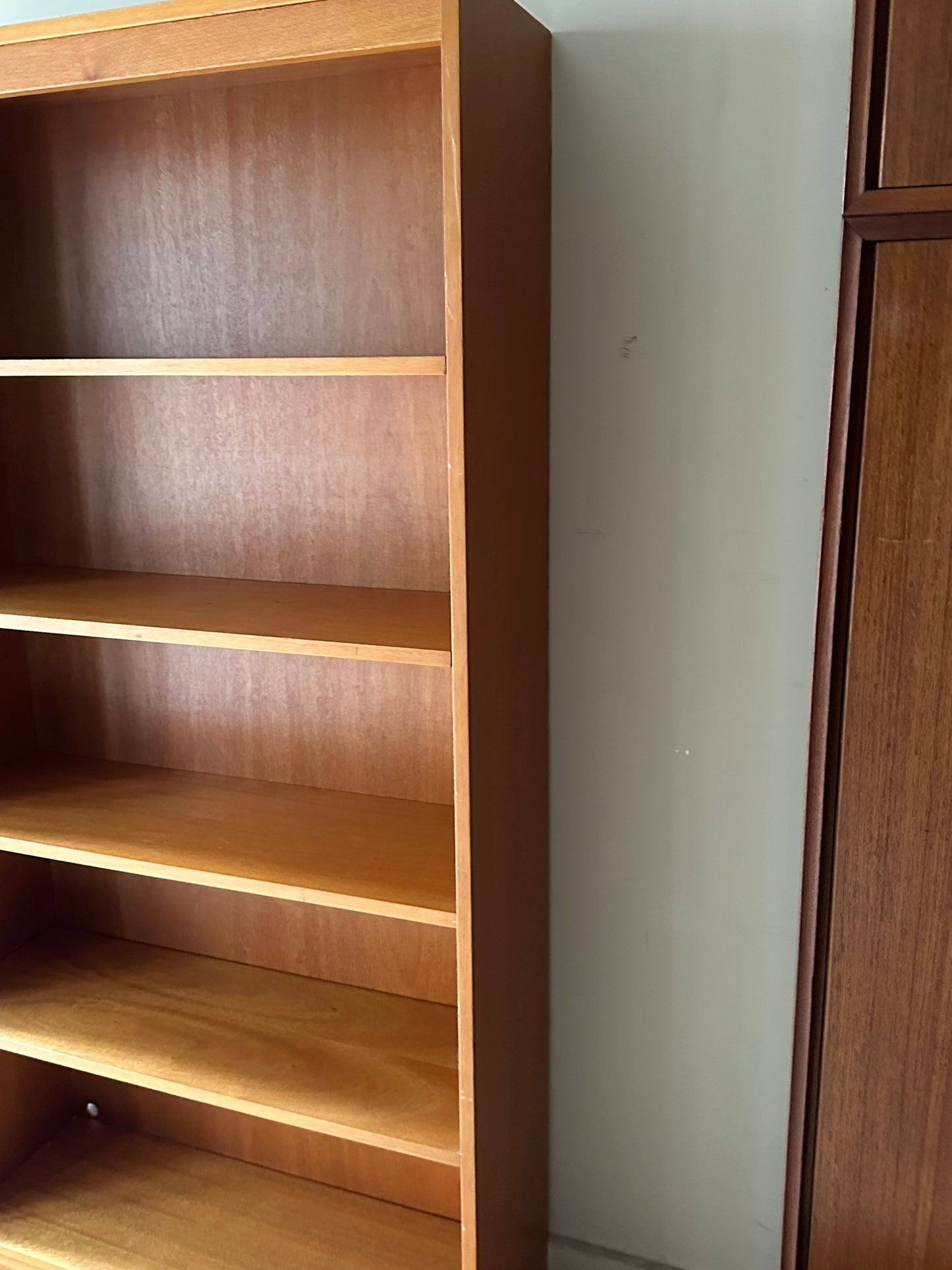 Teak bookshelf (outlet holes on right)