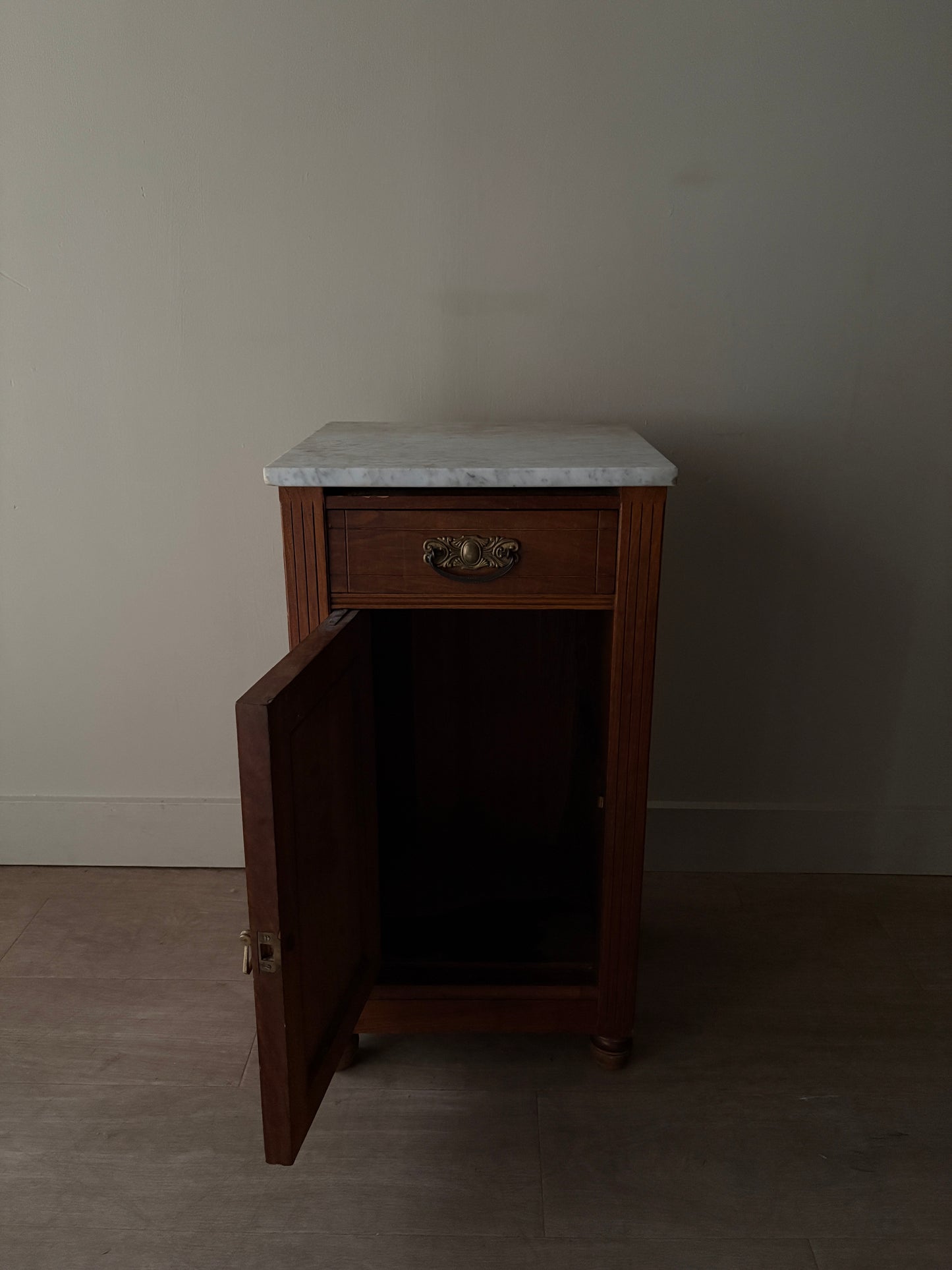 Victorian marble top walnut cabinet/nightstand