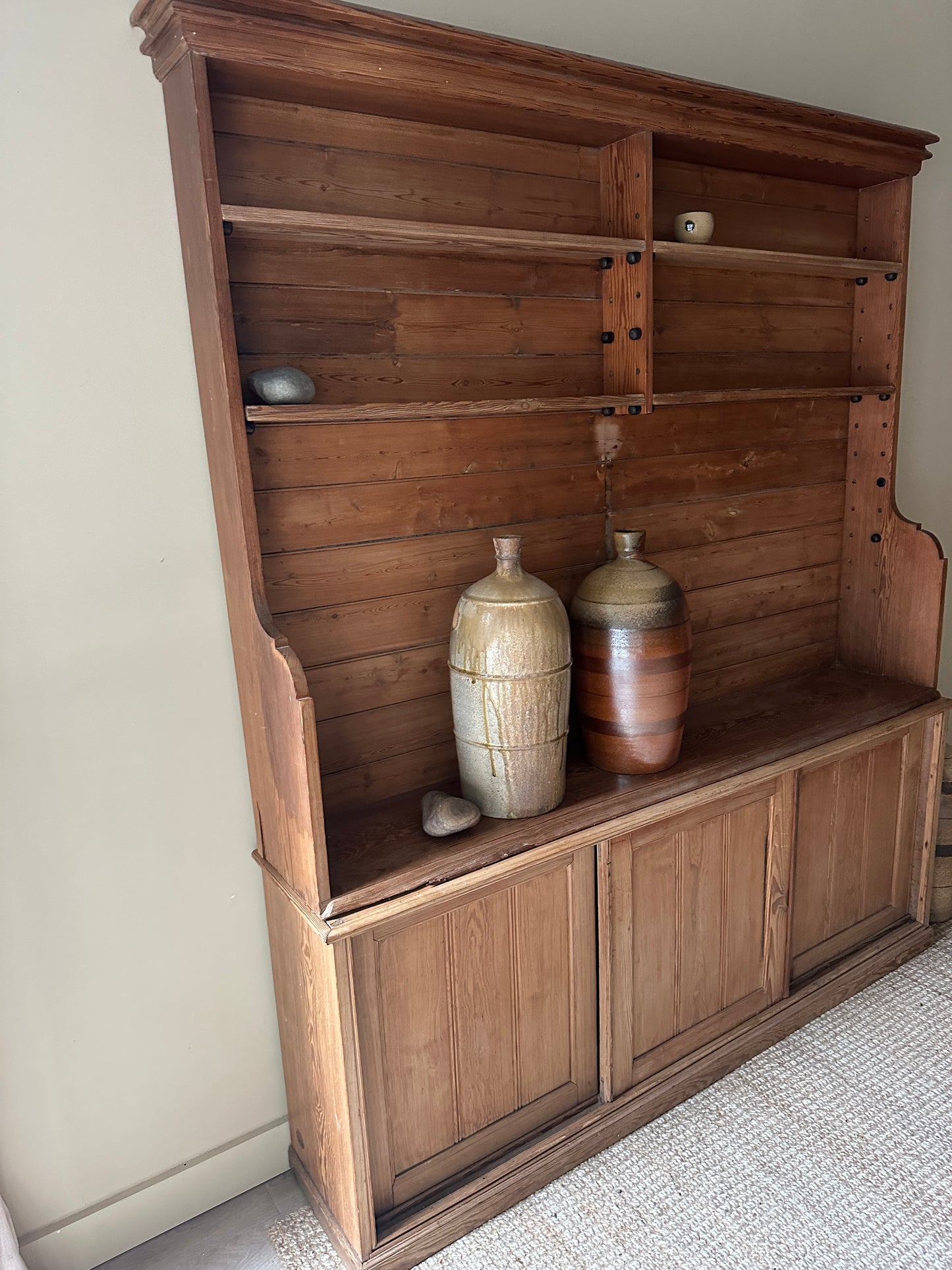 Two piece pine hutch