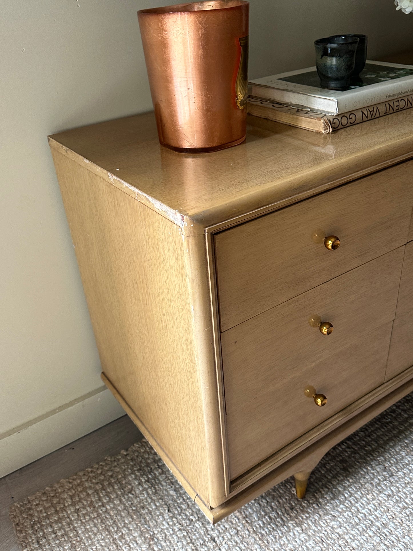 Blonde oak credenza