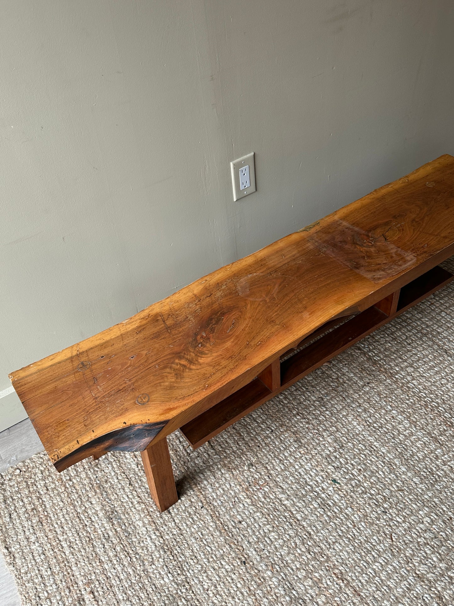 Walnut live edge bench