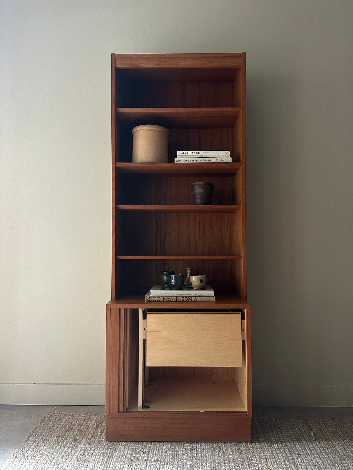 Teak two piece hutch