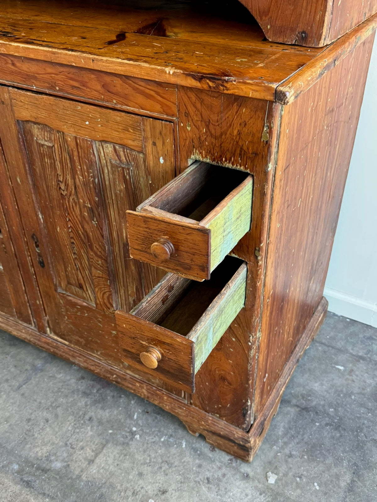 Southern yellow pine two piece hutch