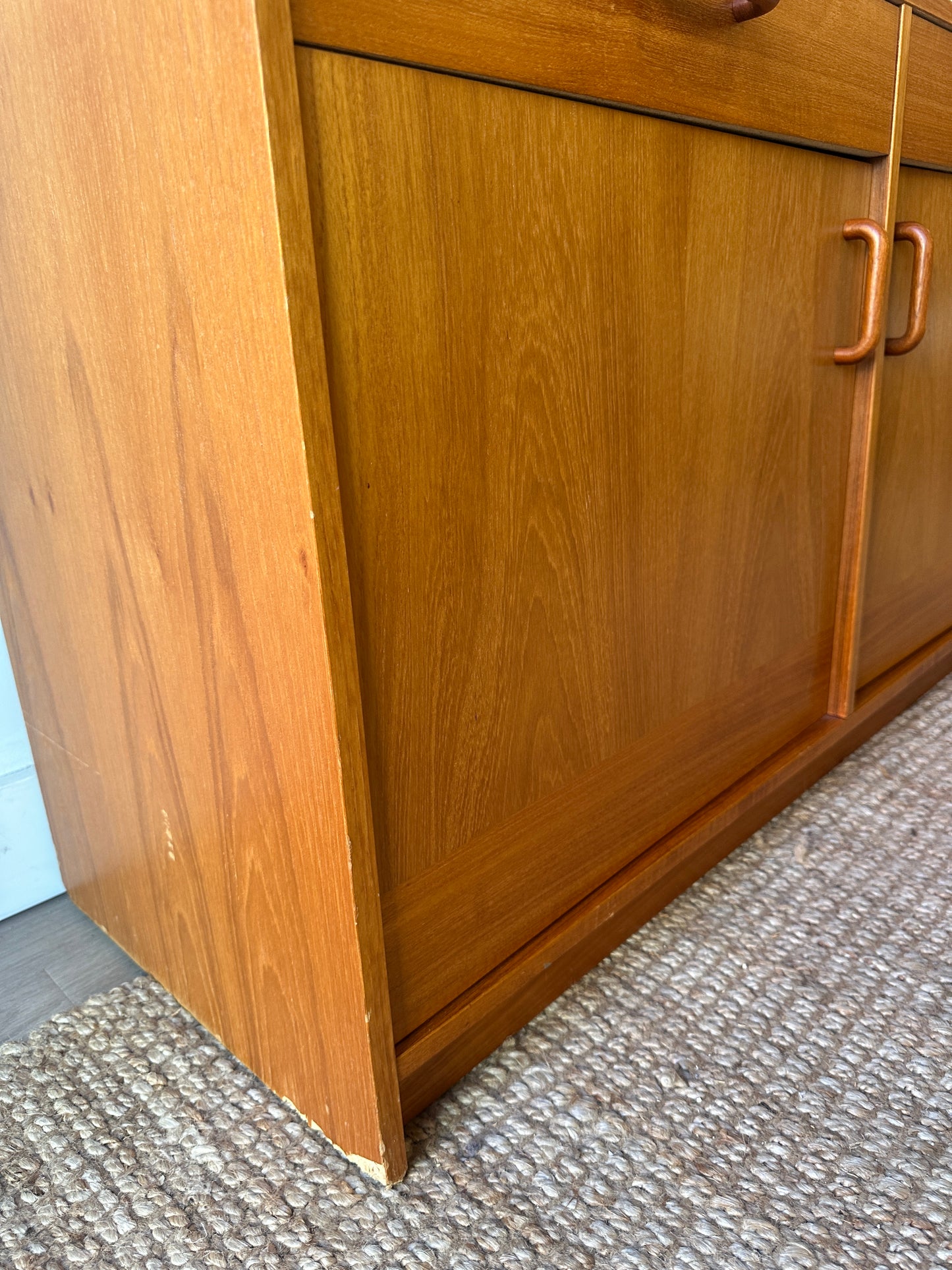 Two piece teak hutch