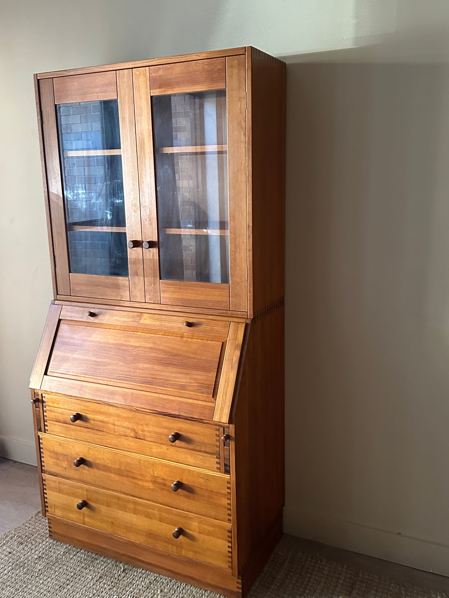 Swedish pine secretary cabinet
