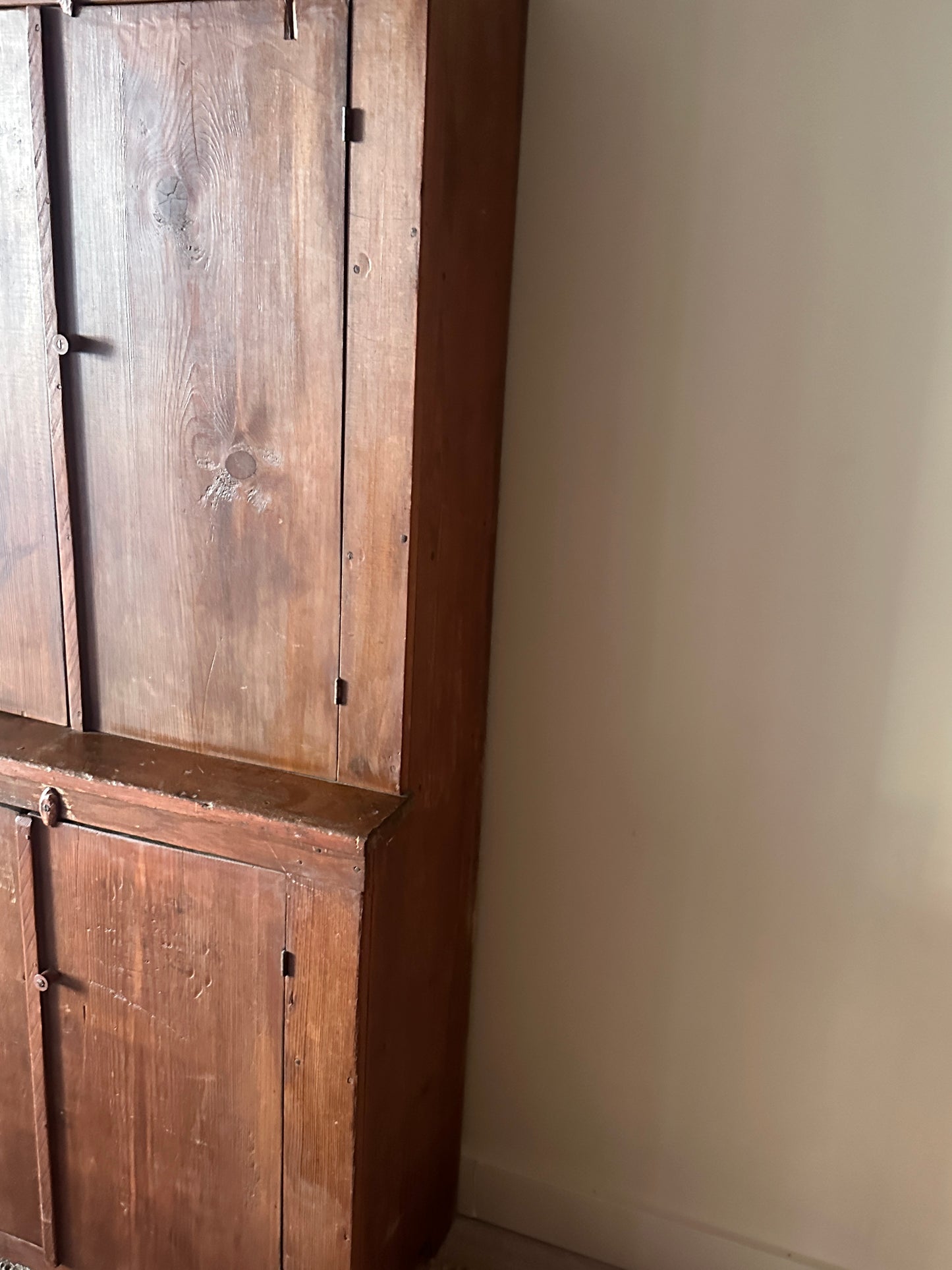 19th c. pine stepback cupboard