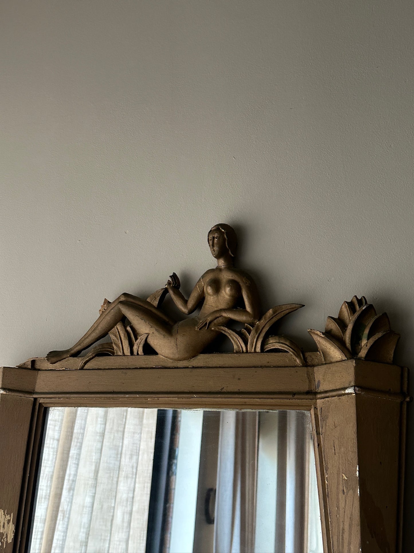 Neoclassical gilt mirror with reclining nude