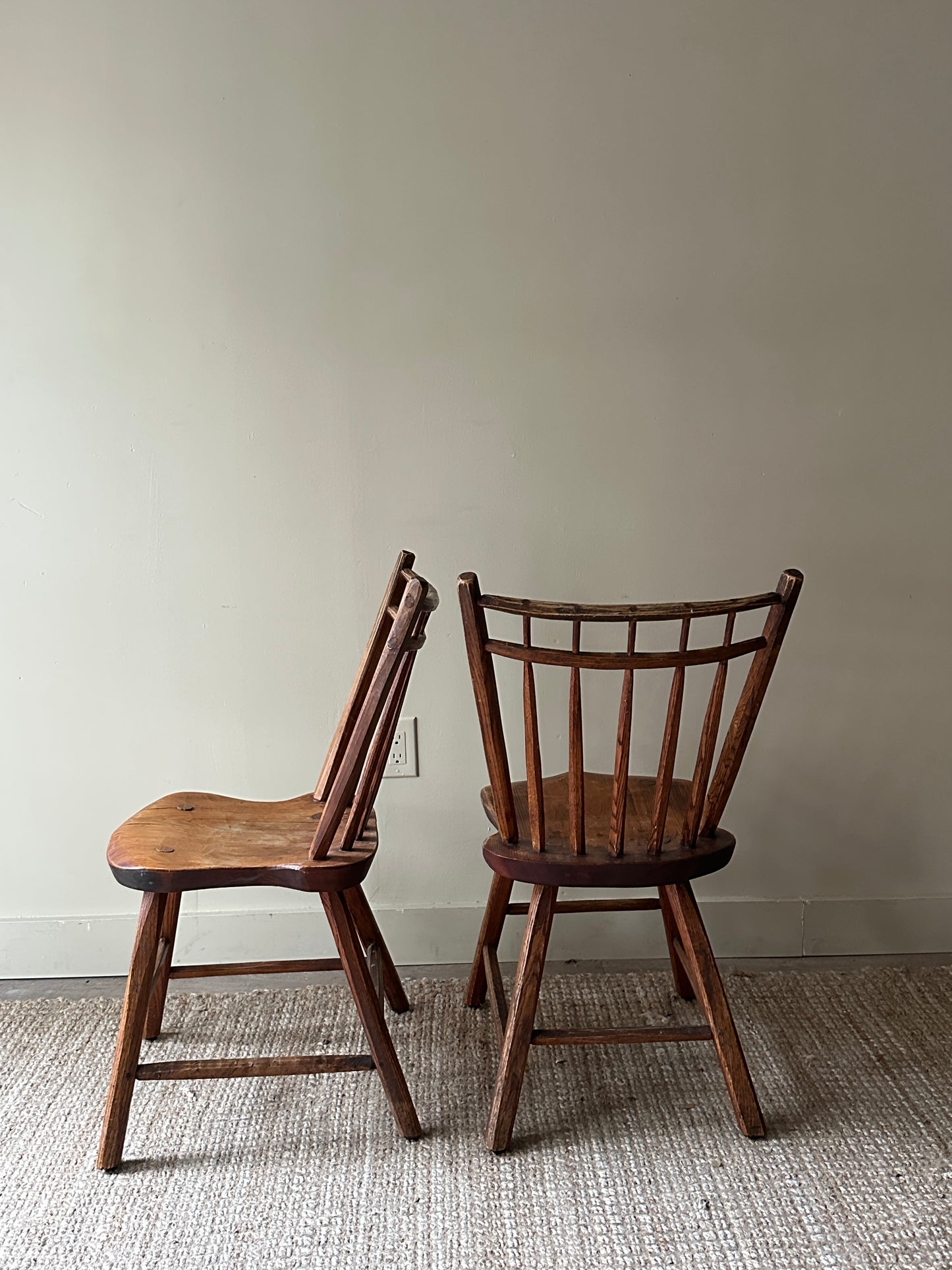 Pine dining chairs. Set of 2.
