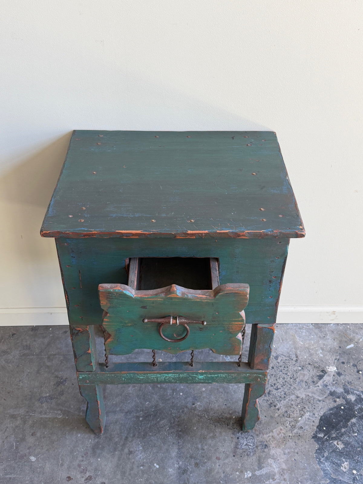 Green painted pine side table