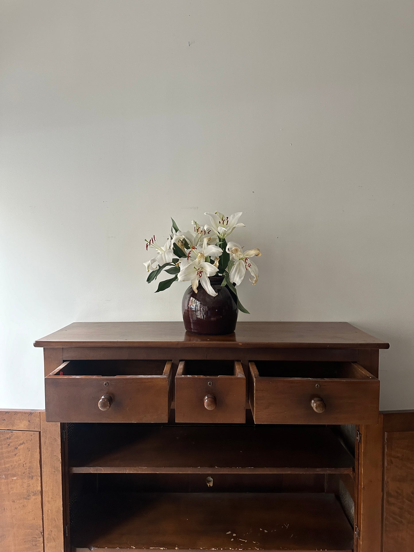 Punched tin pie cupboard