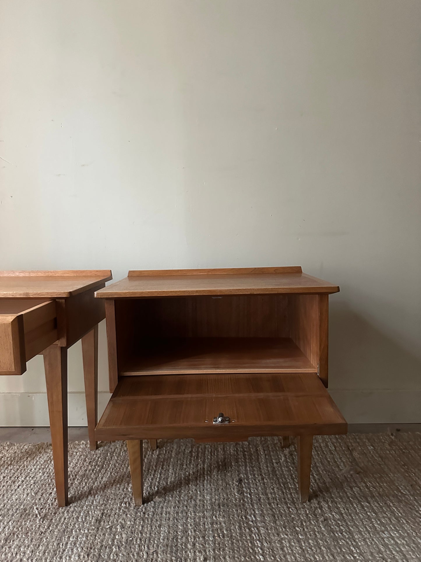 Danish walnut bedside table (right).