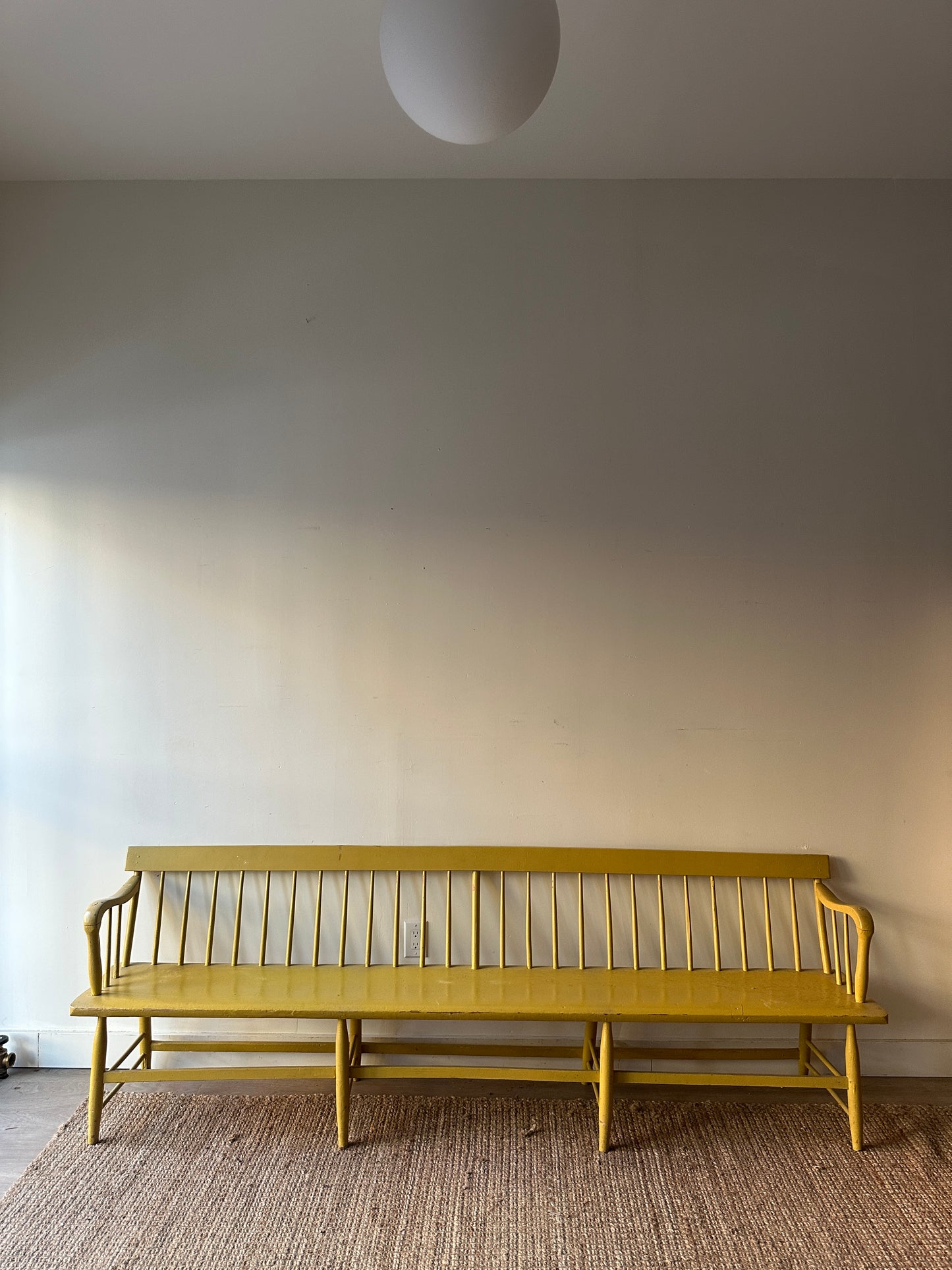 Yellow farmhouse bench