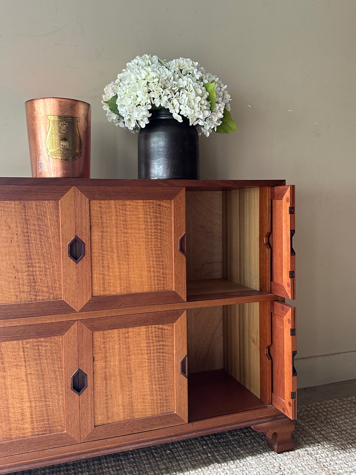 Walnut sliding door cabinet