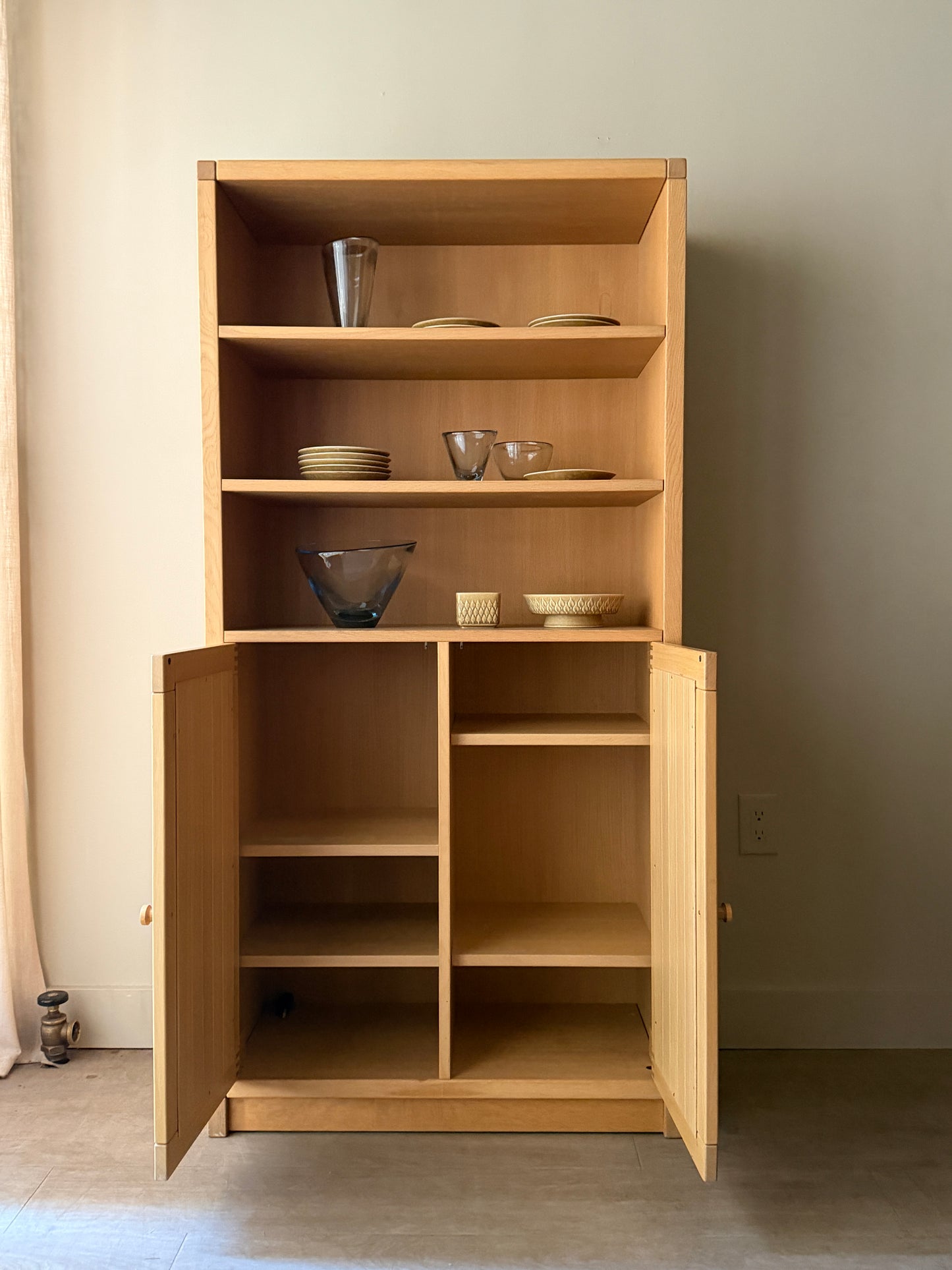 Danish oak bookcase cabinet