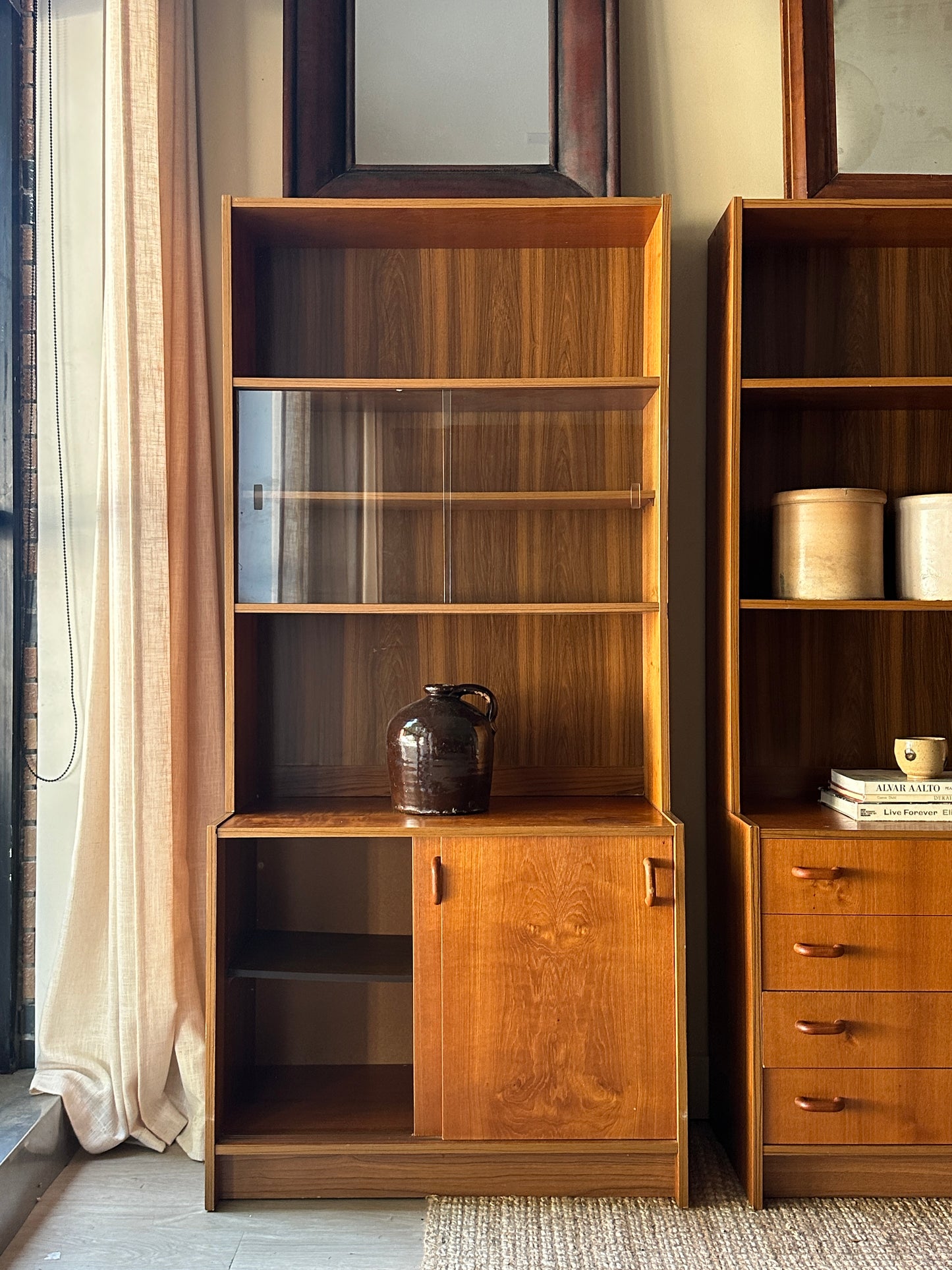 Teak two piece hutch (left)