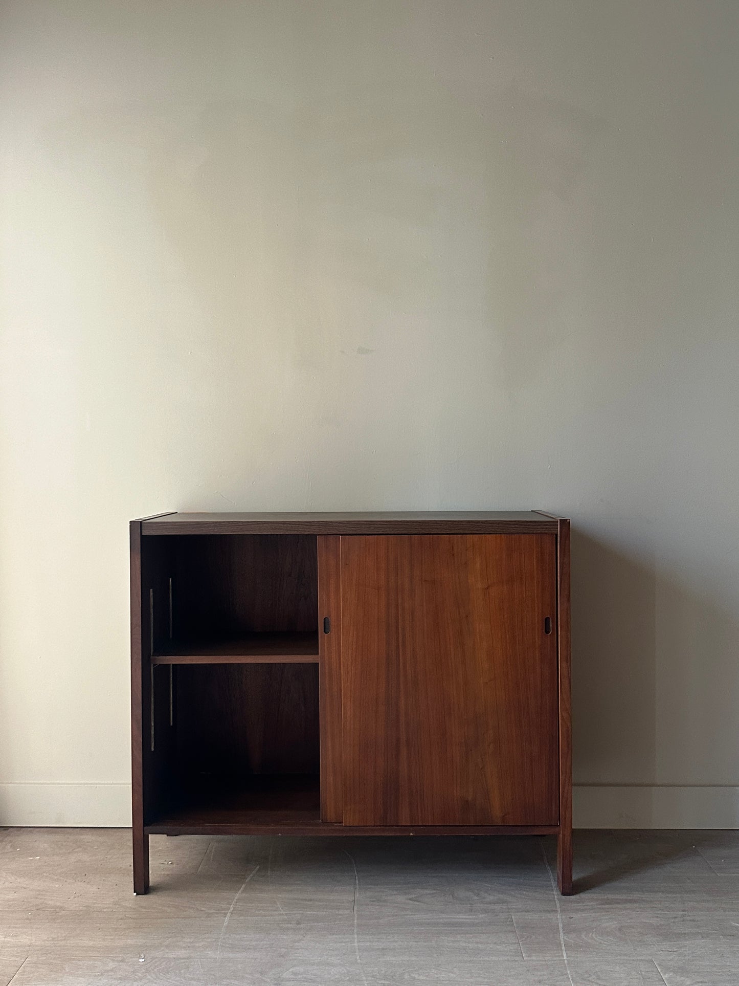 Walnut sliding door cabinet