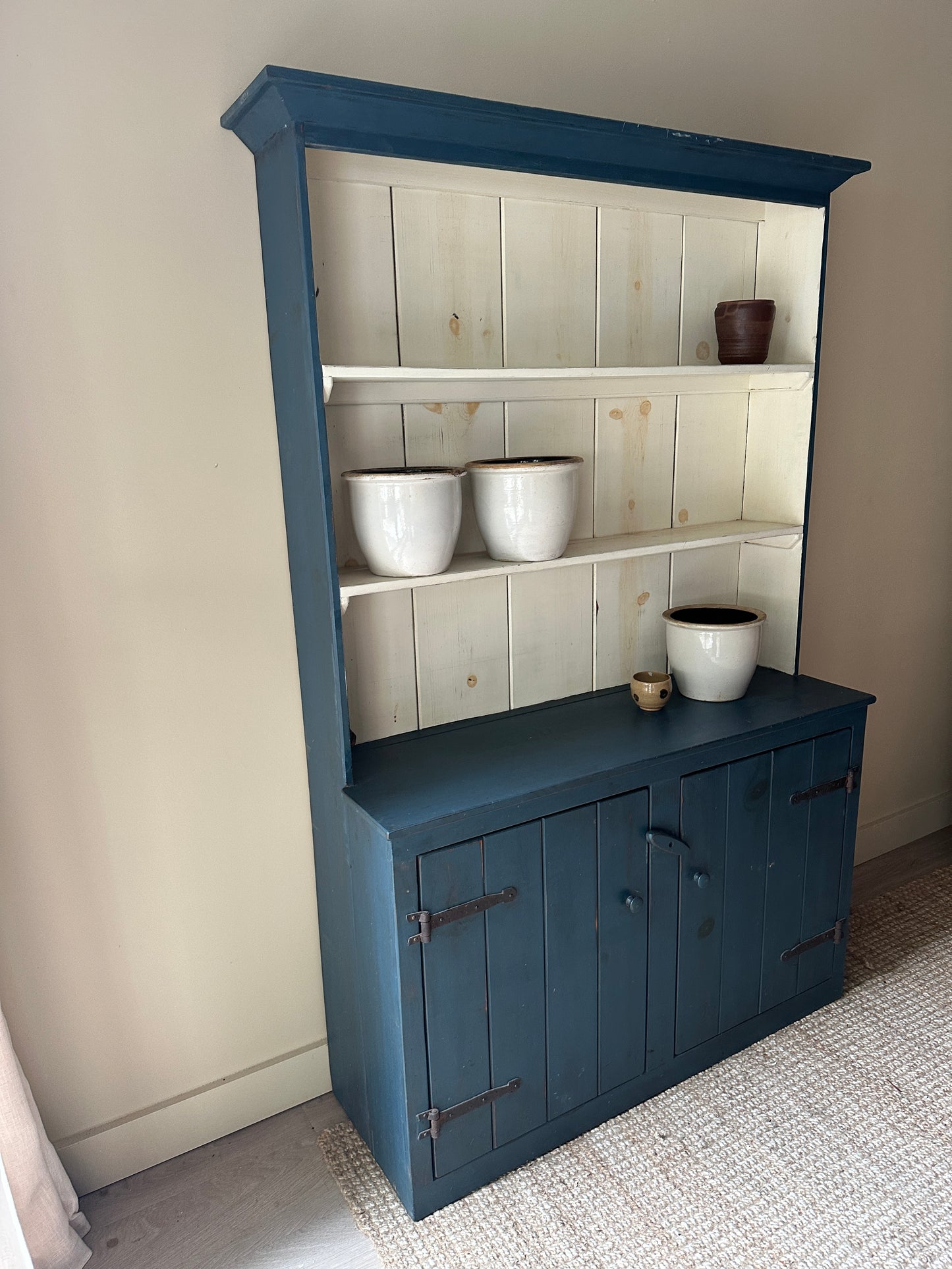 Farmhouse painted blue cupboard