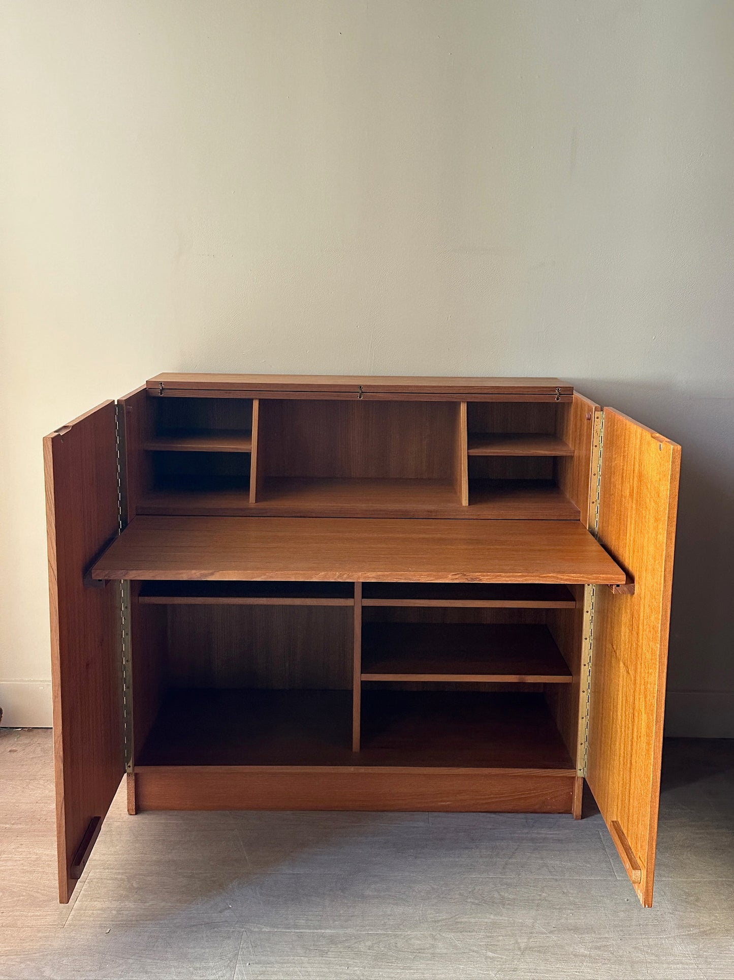 Teak tuck away desk