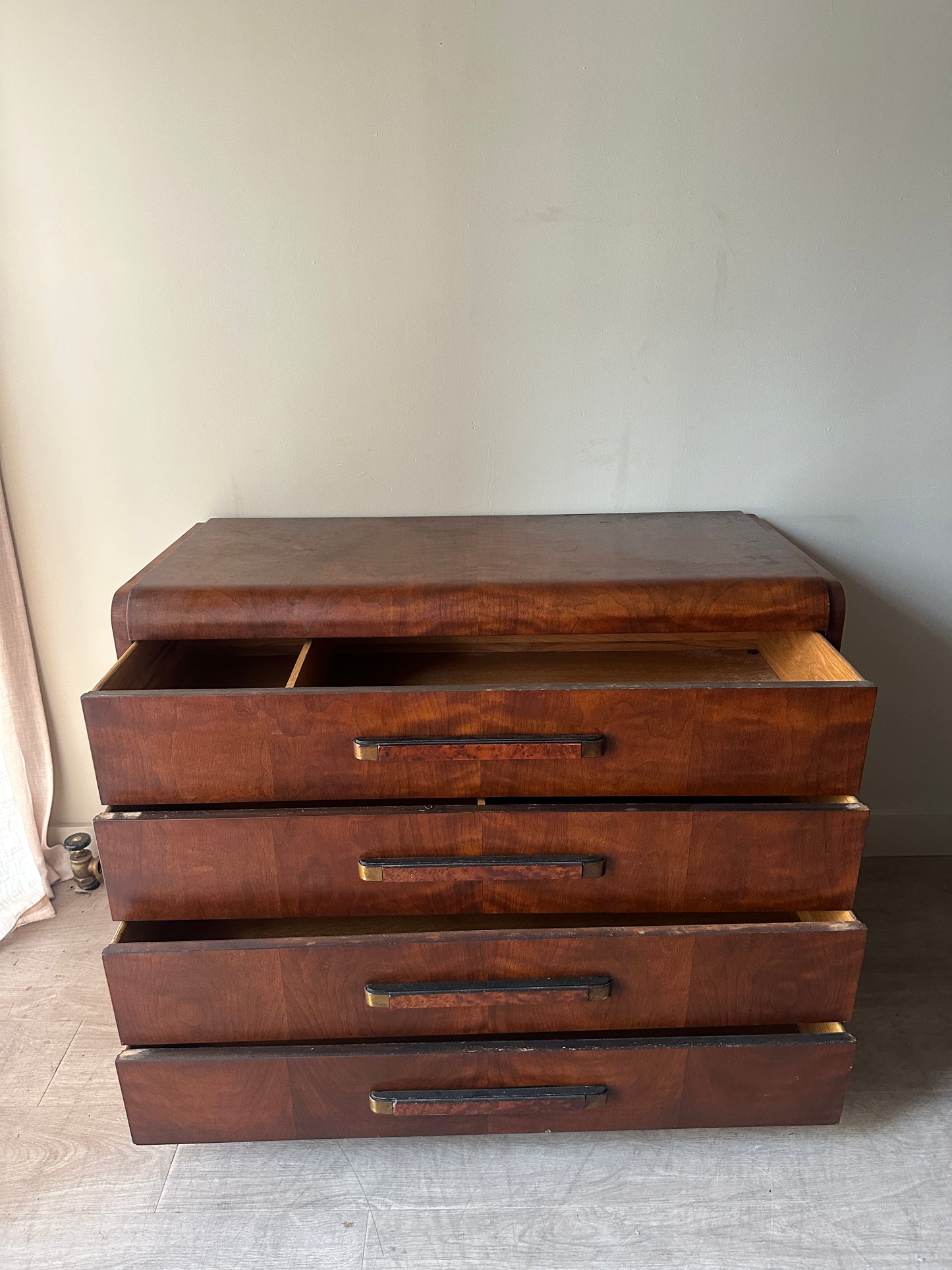 Walnut burl deco dresser