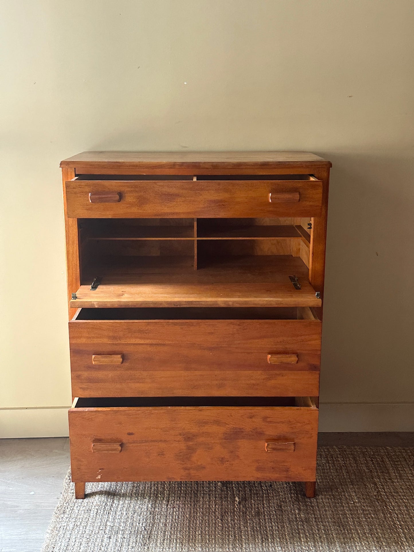 Pine secretary dresser
