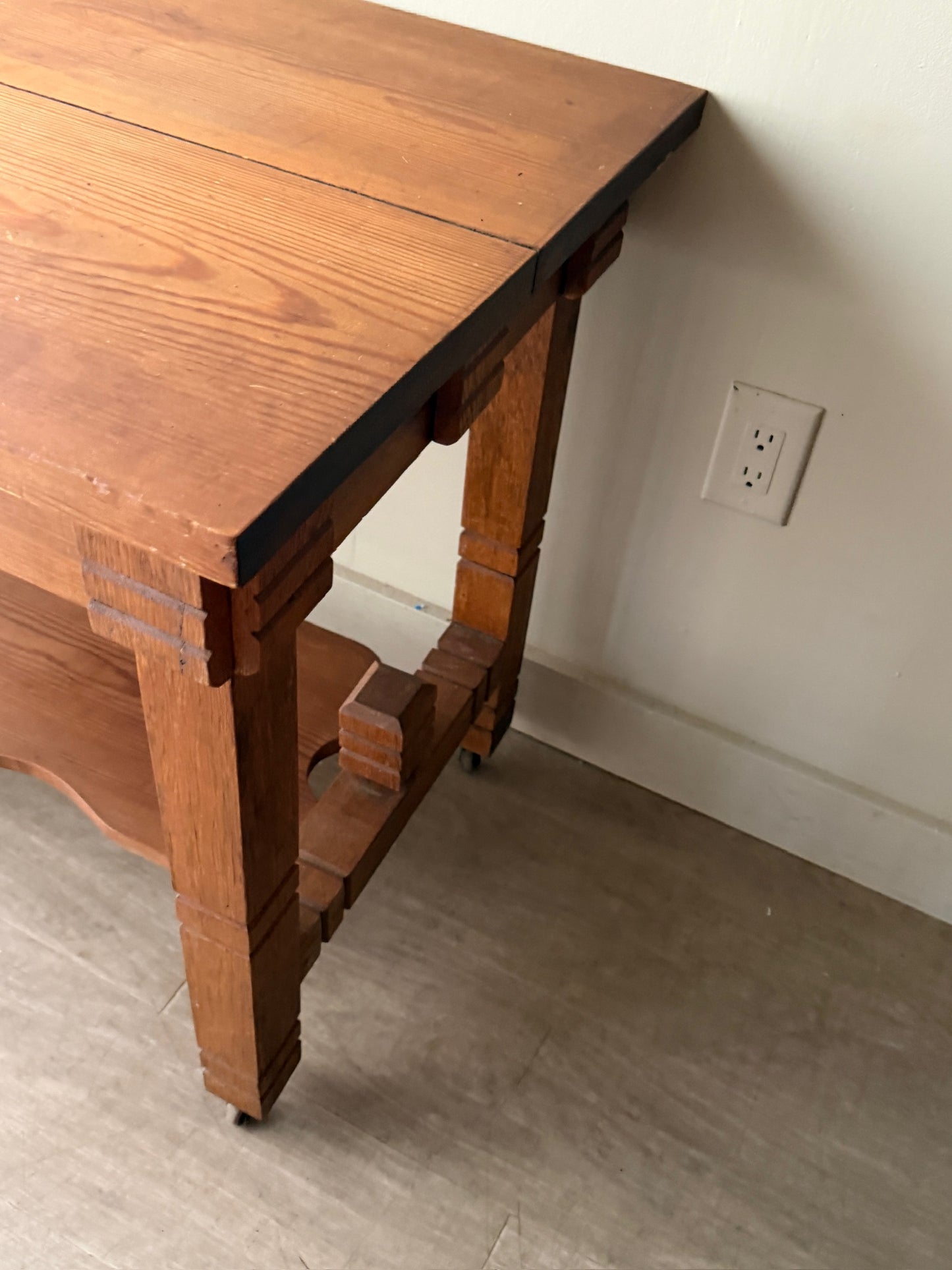 Oak and yellow pine library table