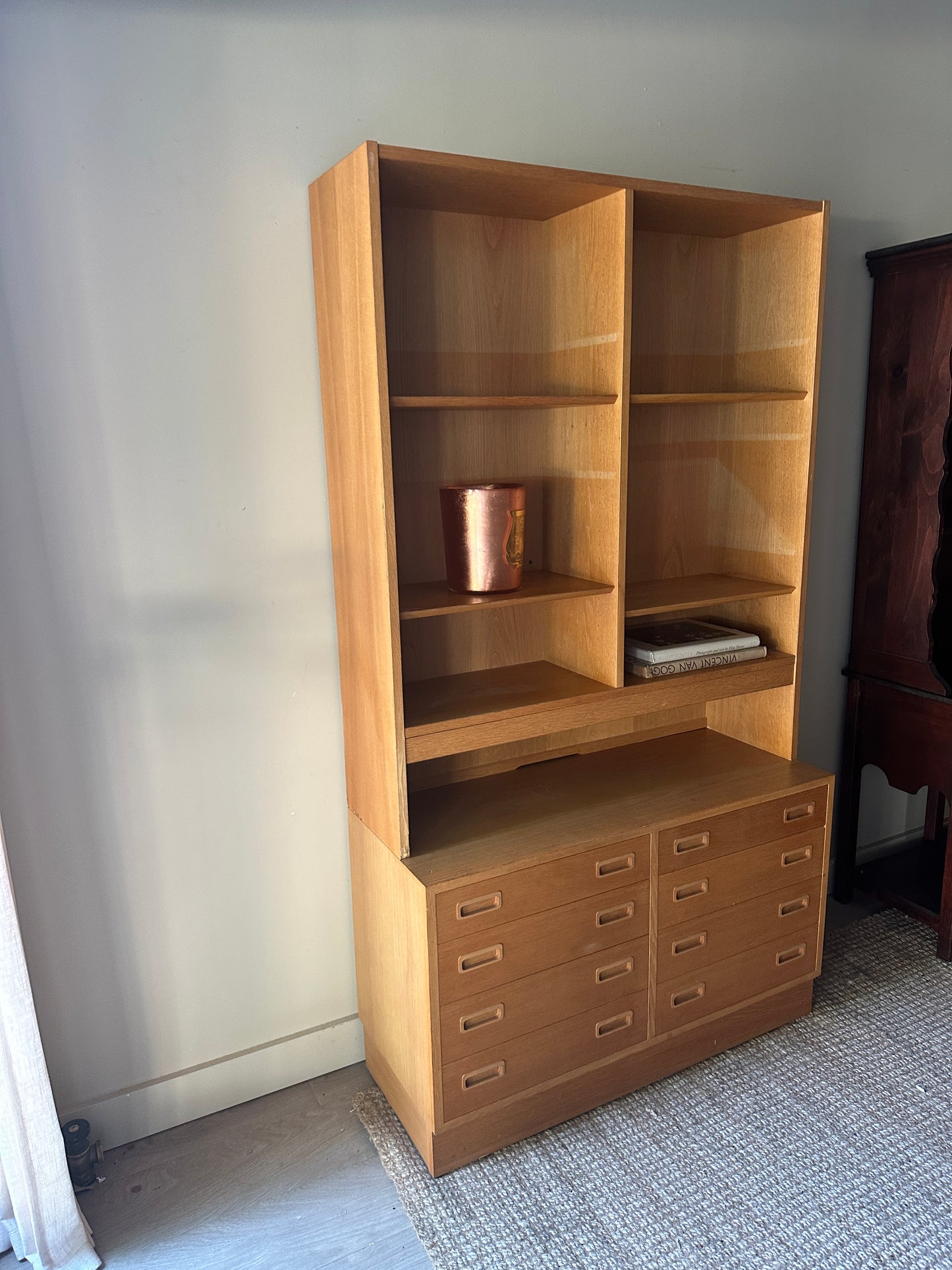 Danish blonde two piece hutch