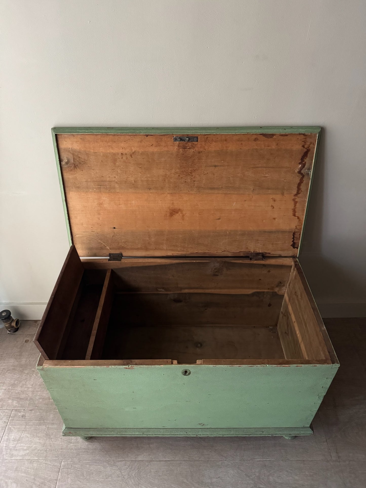 Pennsylvania Sheraton green painted pine chest