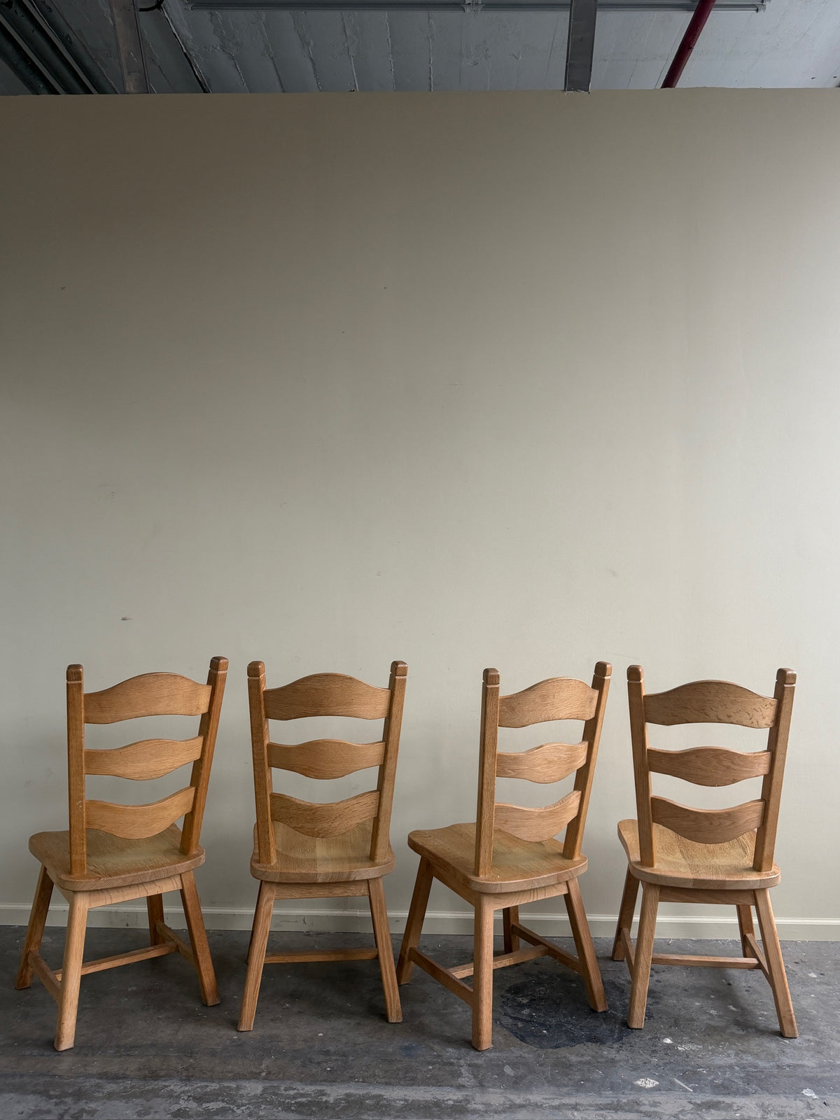 Oak razorblade dining chairs. Sold in pairs.