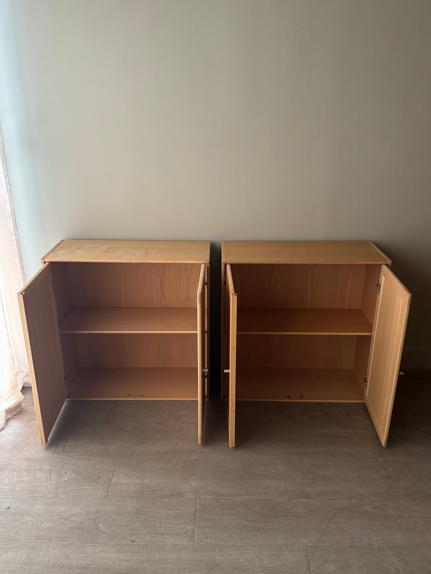 Caso “Rimme” Danish beech modular system - two solid double door units. Sold individually.