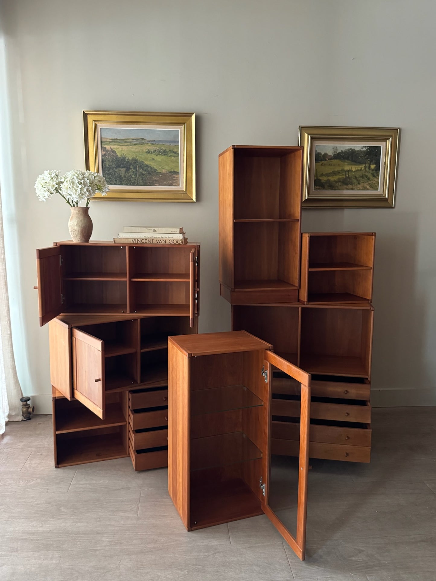 Danish teak modular shelving unit