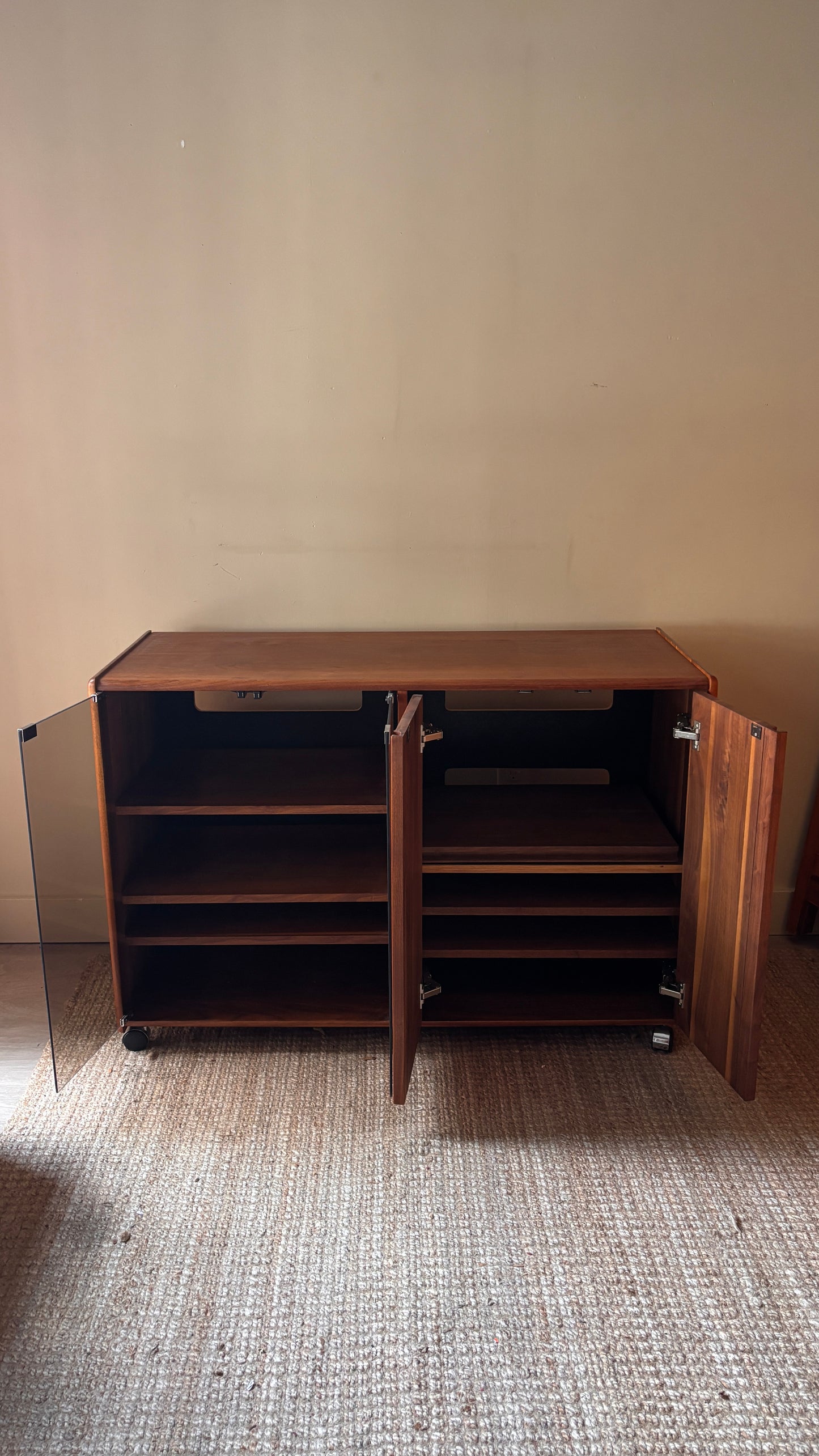 Walnut record cabinet