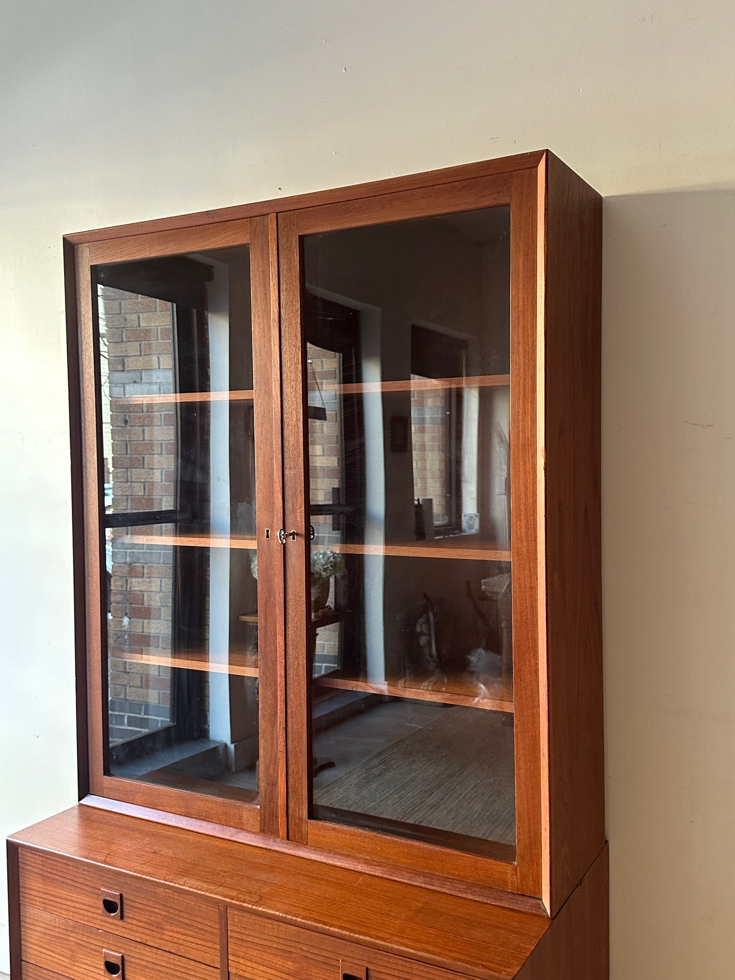 Two piece walnut hutch