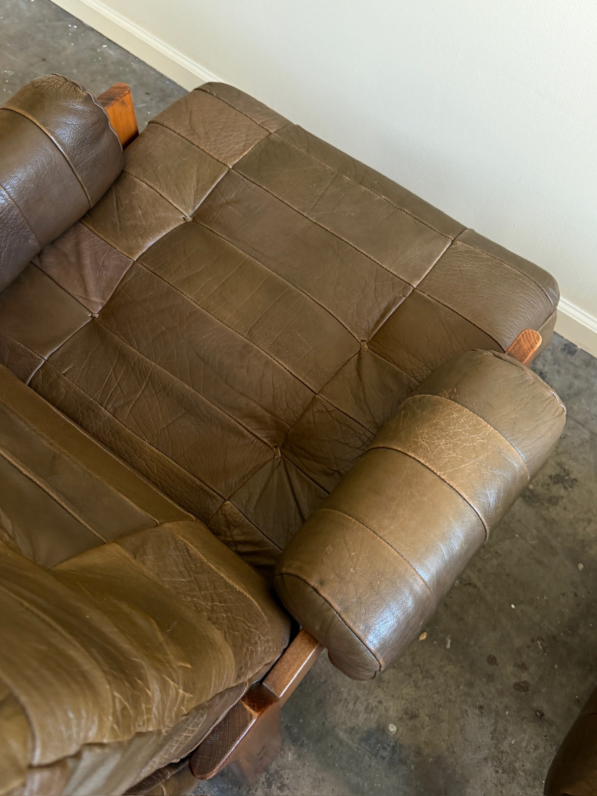 Ope Mobler Swedish green leather lounge chairs. Sold individually.